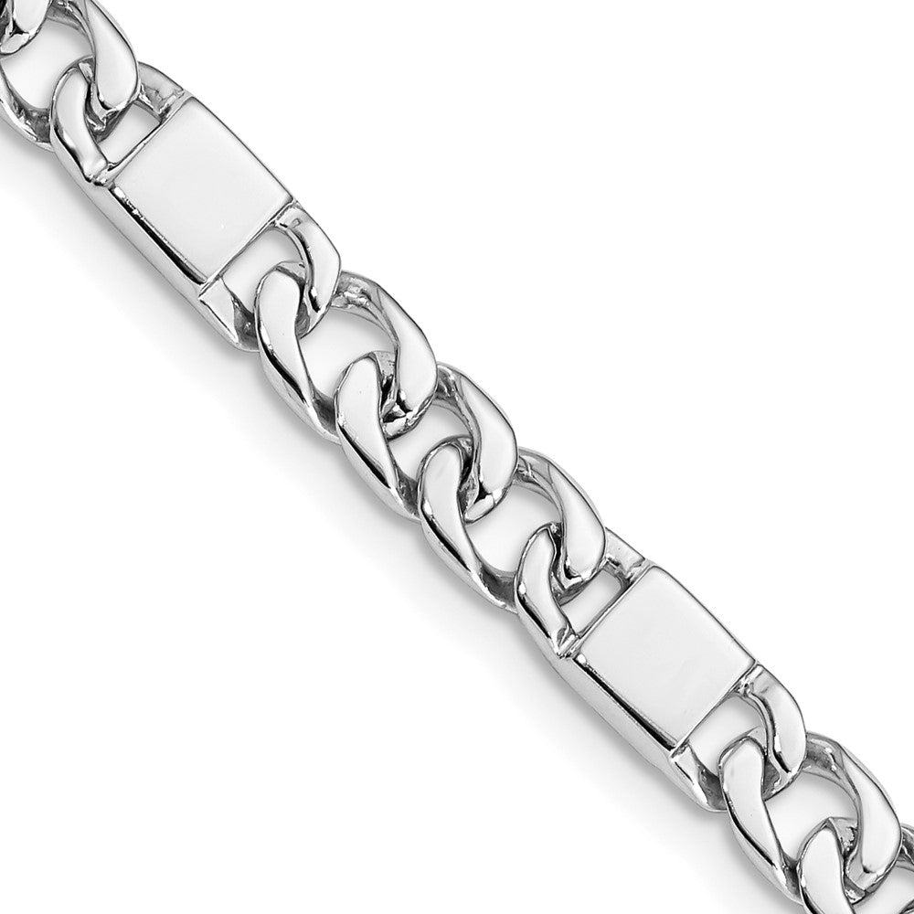 14K White Gold 9 inch 5.6mm Hand Polished Fancy Link with Fancy Lobster Clasp Bracelet