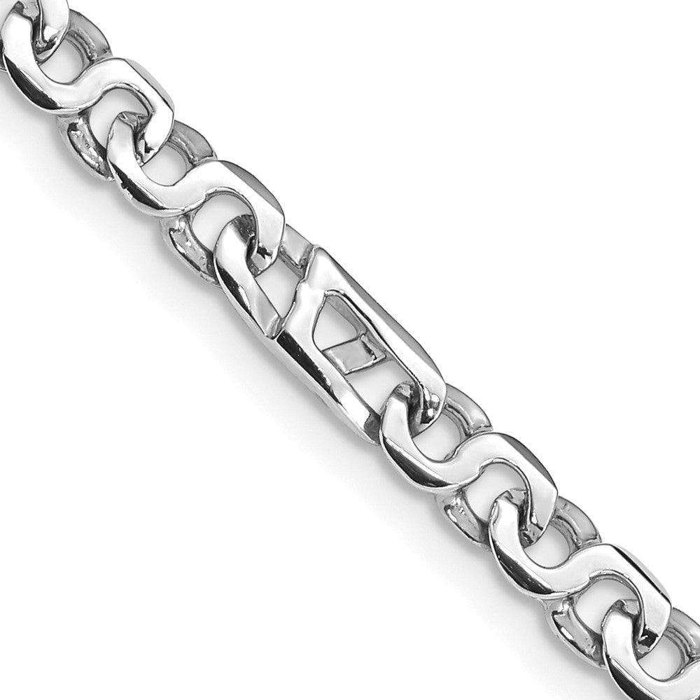 14K White Gold 8 inch 4.3mm Hand Polished Fancy Link with Fancy Lobster Clasp Bracelet