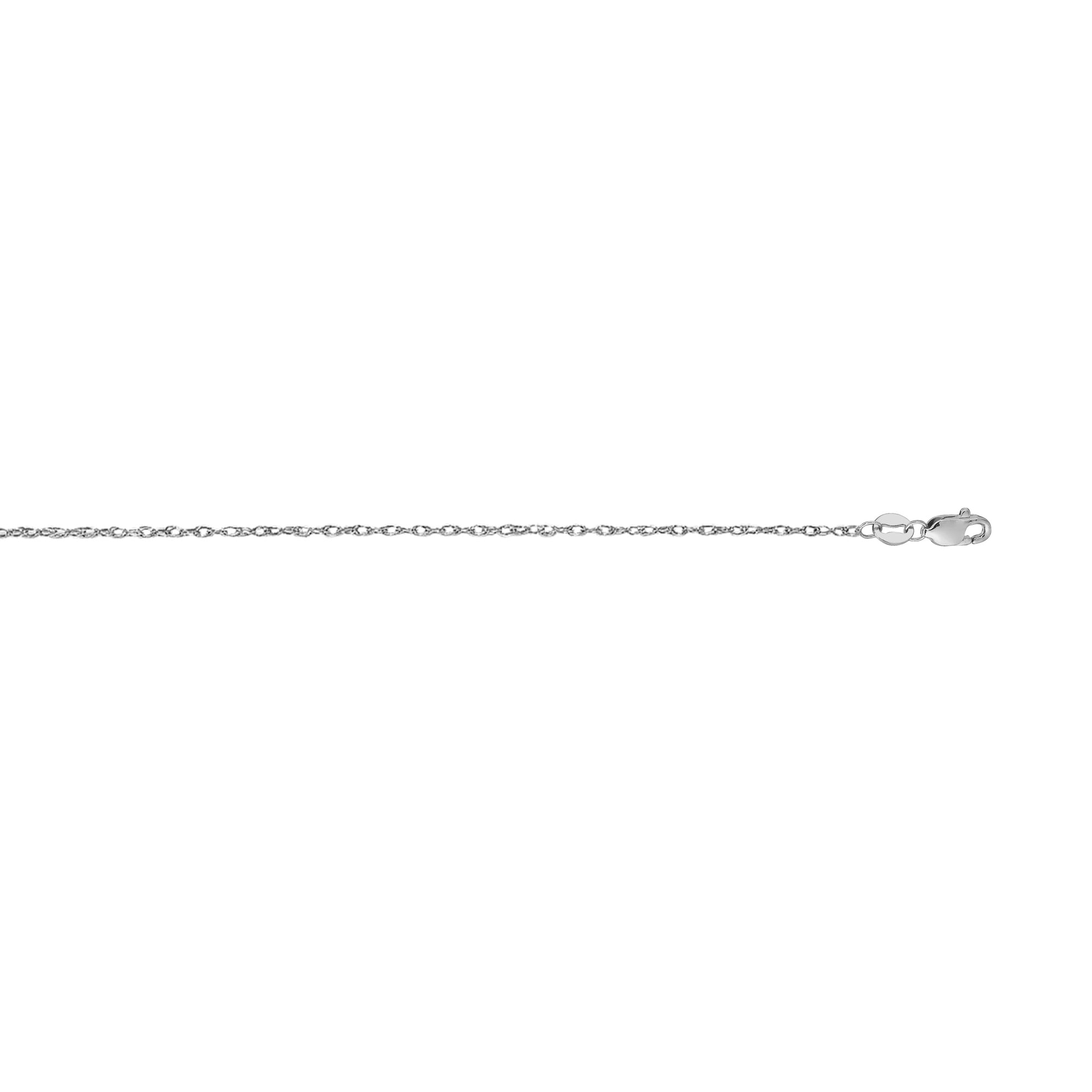 14K White Gold .85mm Machine Rope 18" Chain (Carded) with Lobster Lock