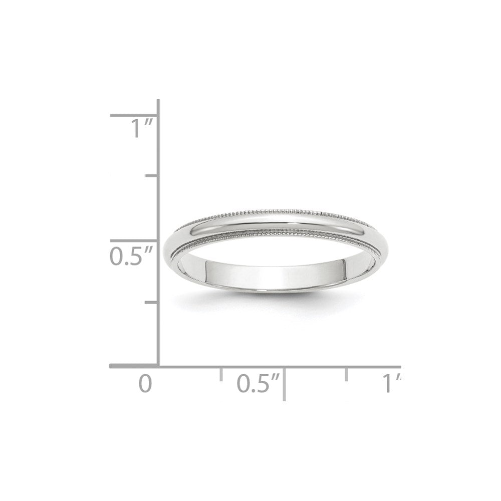 10k White Gold 3mm Milgrain Half Round Wedding Band Size 13