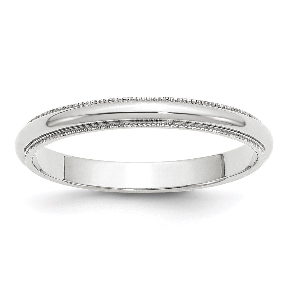 10k White Gold 3mm Milgrain Half Round Wedding Band Size 7.5