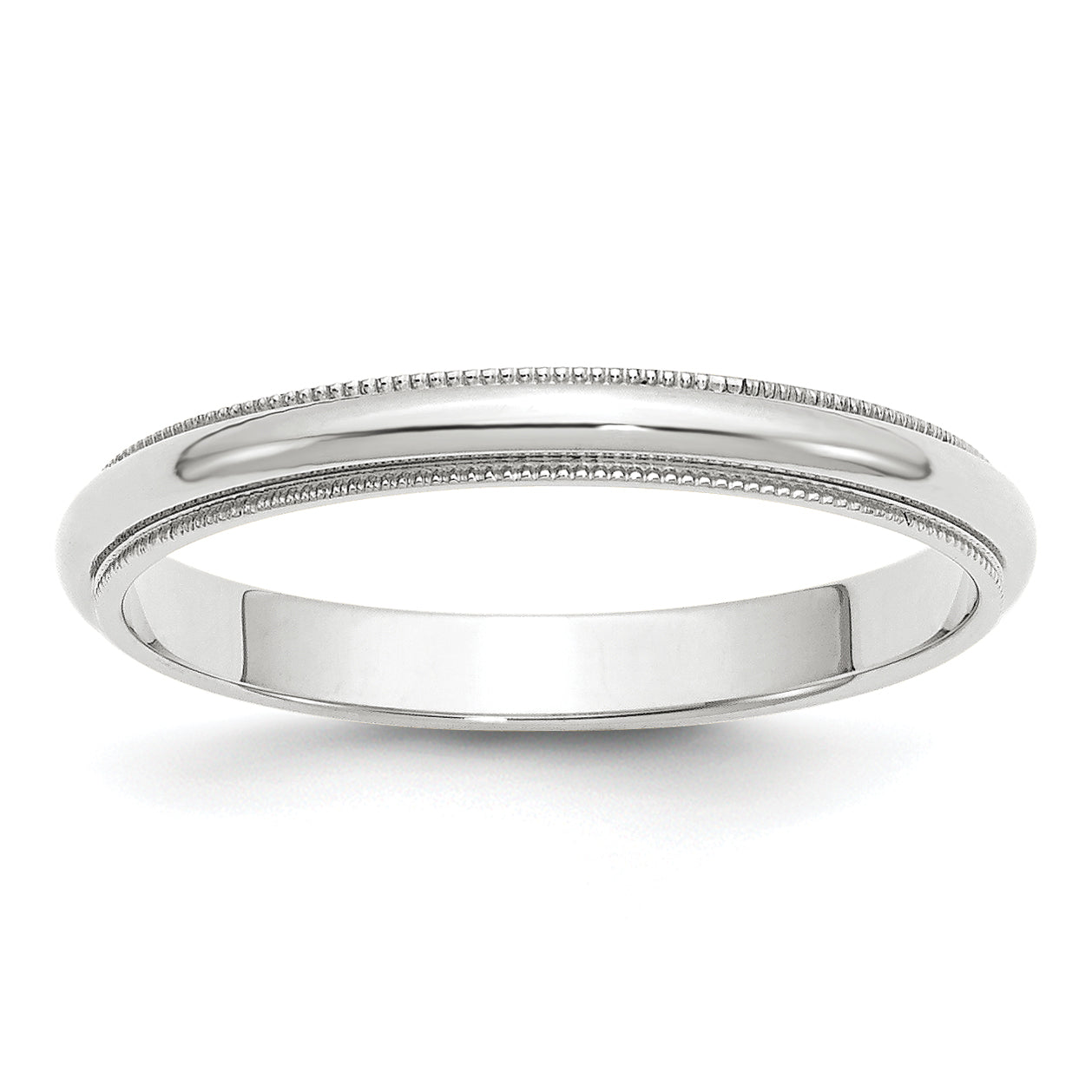 10k White Gold 3mm Milgrain Half Round Wedding Band Size 12.5