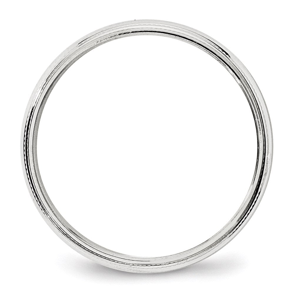 10k White Gold 4mm Milgrain Half Round Wedding Band Size 10