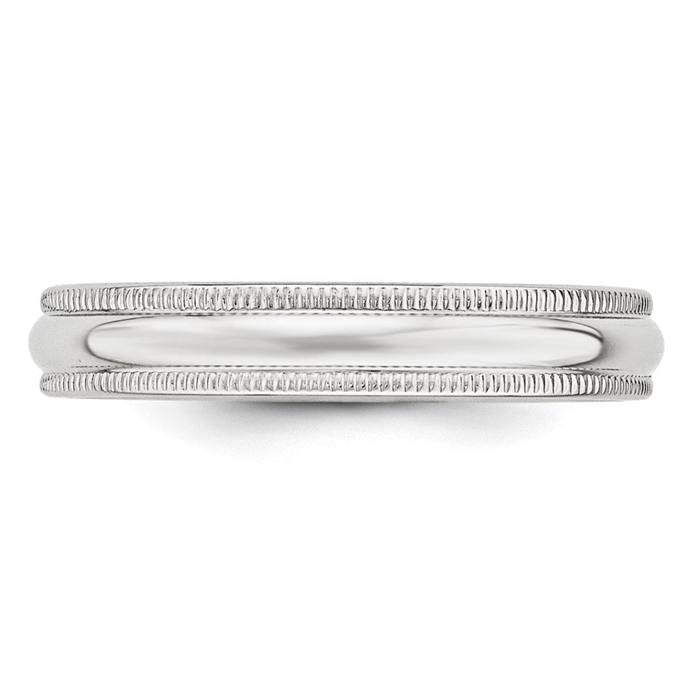 10k White Gold 4mm Milgrain Half Round Wedding Band Size 4