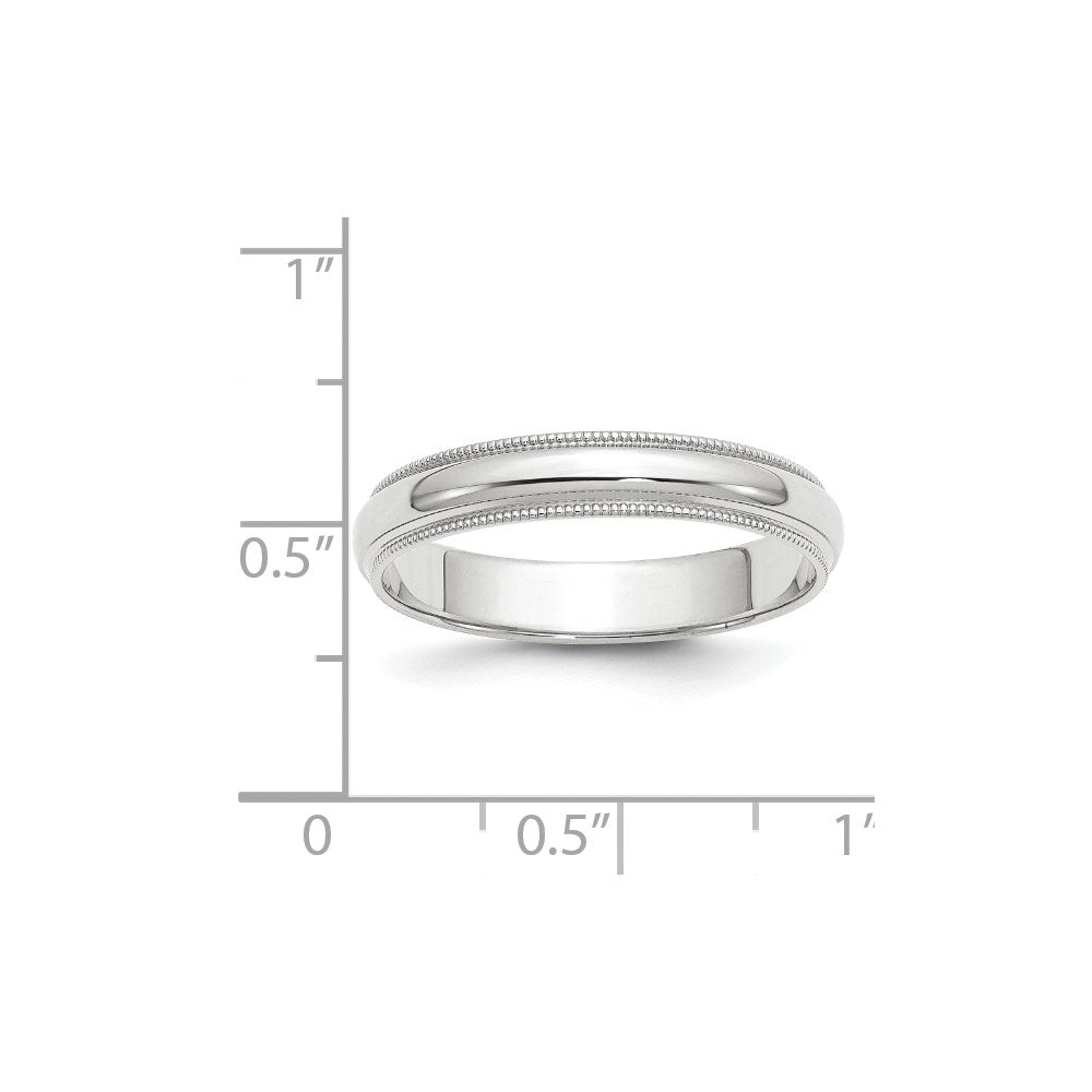 14k White Gold 4mm Milgrain Half Round Wedding Band Size 6.5