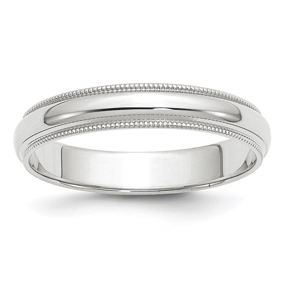 10k White Gold 4mm Milgrain Half Round Wedding Band Size 10