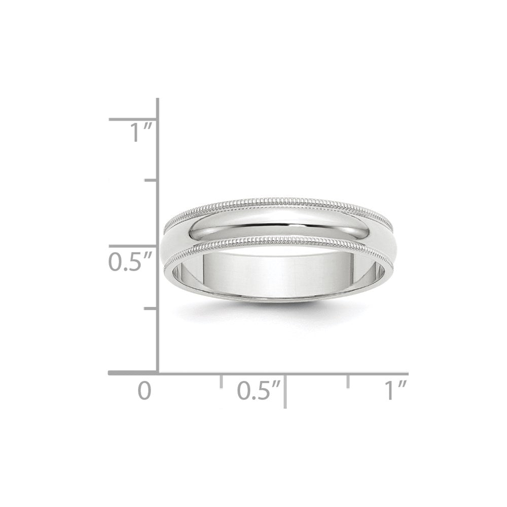 14k White Gold 5mm Milgrain Half Round Wedding Band Size 8.5