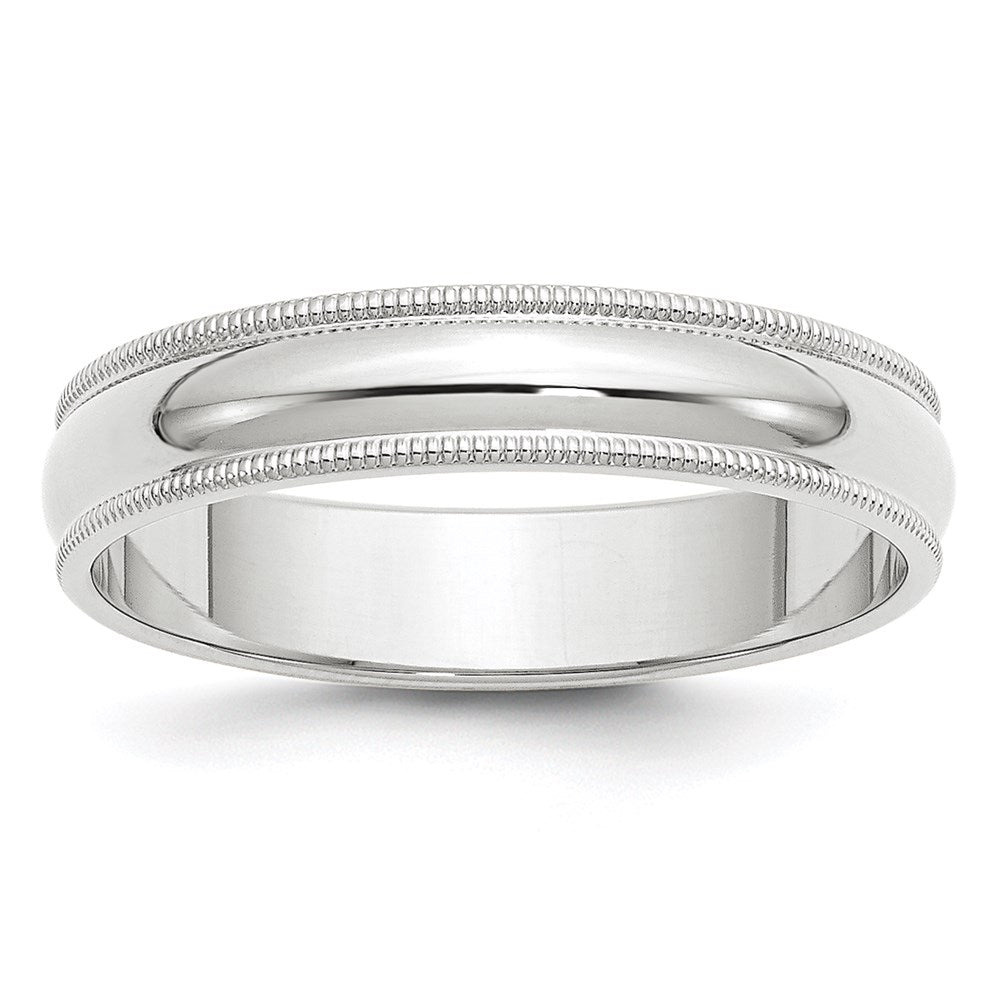 14k White Gold 5mm Milgrain Half Round Wedding Band Size 8.5