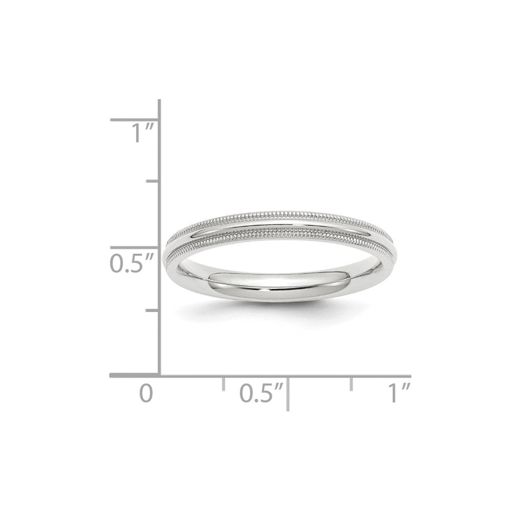 10k White Gold 3mm Milgrain Half Round Comfort Fit Wedding Band Size 10.5