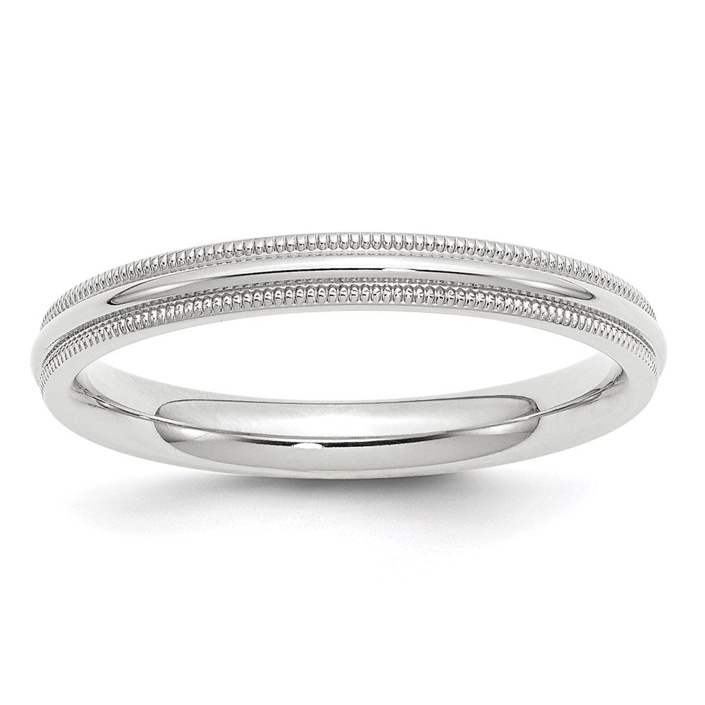 10k White Gold 3mm Milgrain Half Round Comfort Fit Wedding Band Size 4.5