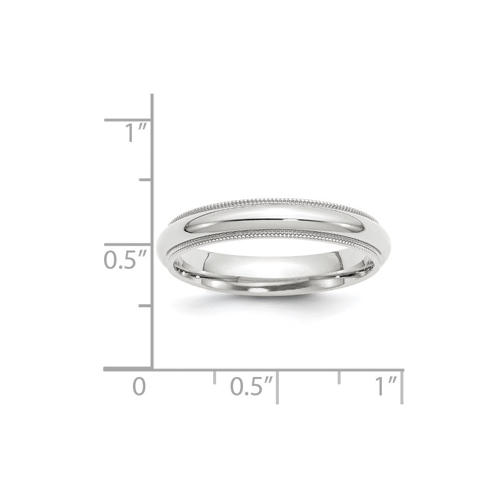 14k White Gold 4mm Milgrain Half Round Comfort Fit Wedding Band Size 14