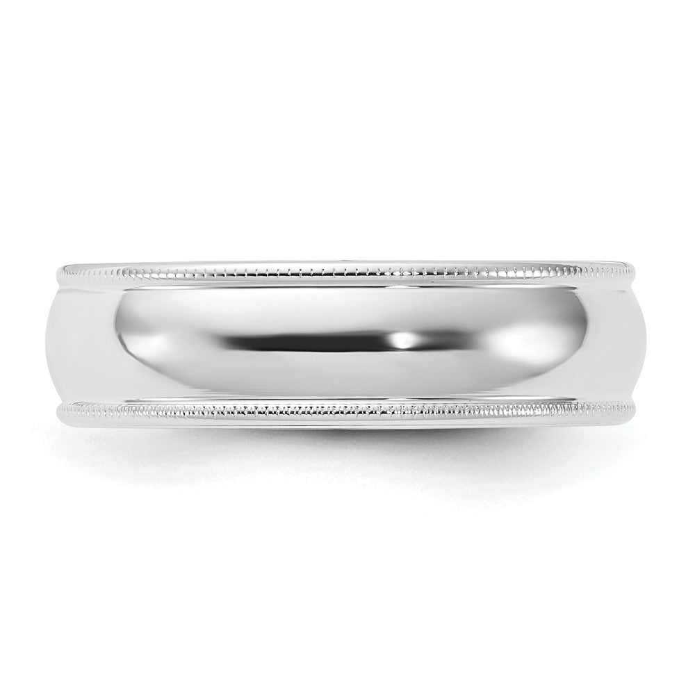 10k White Gold 6mm Milgrain Half Round Comfort Fit Wedding Band Size 4.5