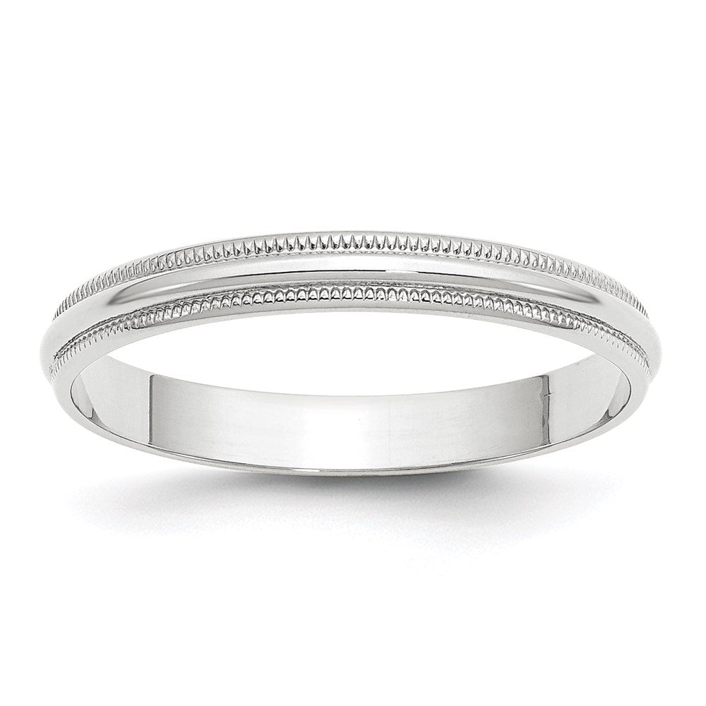 10k White Gold 3mm Lightweight Milgrain Half Round Wedding Band Size 13.5