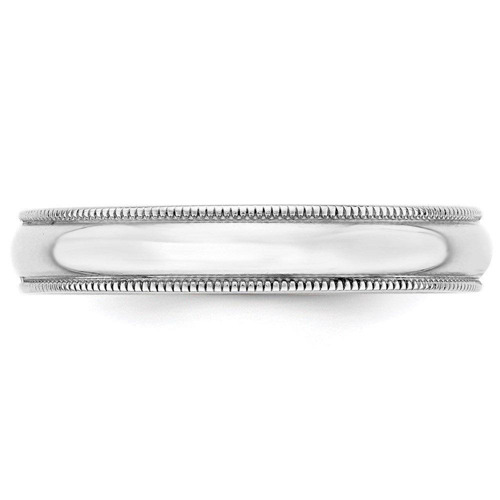 10k White Gold 4mm Lightweight Milgrain Half Round Wedding Band Size 13