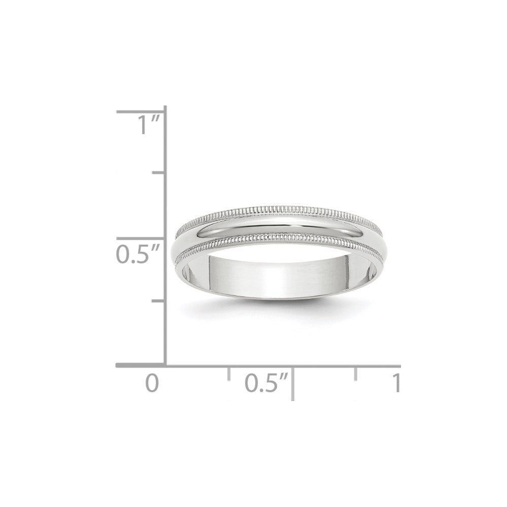 10k White Gold 4mm Lightweight Milgrain Half Round Wedding Band Size 4.5