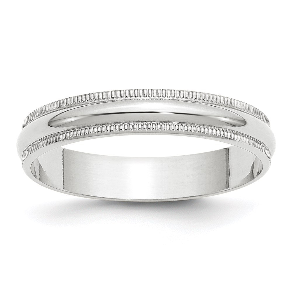 10k White Gold 4mm Lightweight Milgrain Half Round Wedding Band Size 13