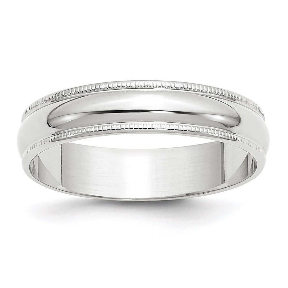 10k White Gold 5mm Lightweight Milgrain Half Round Wedding Band Size 13.5