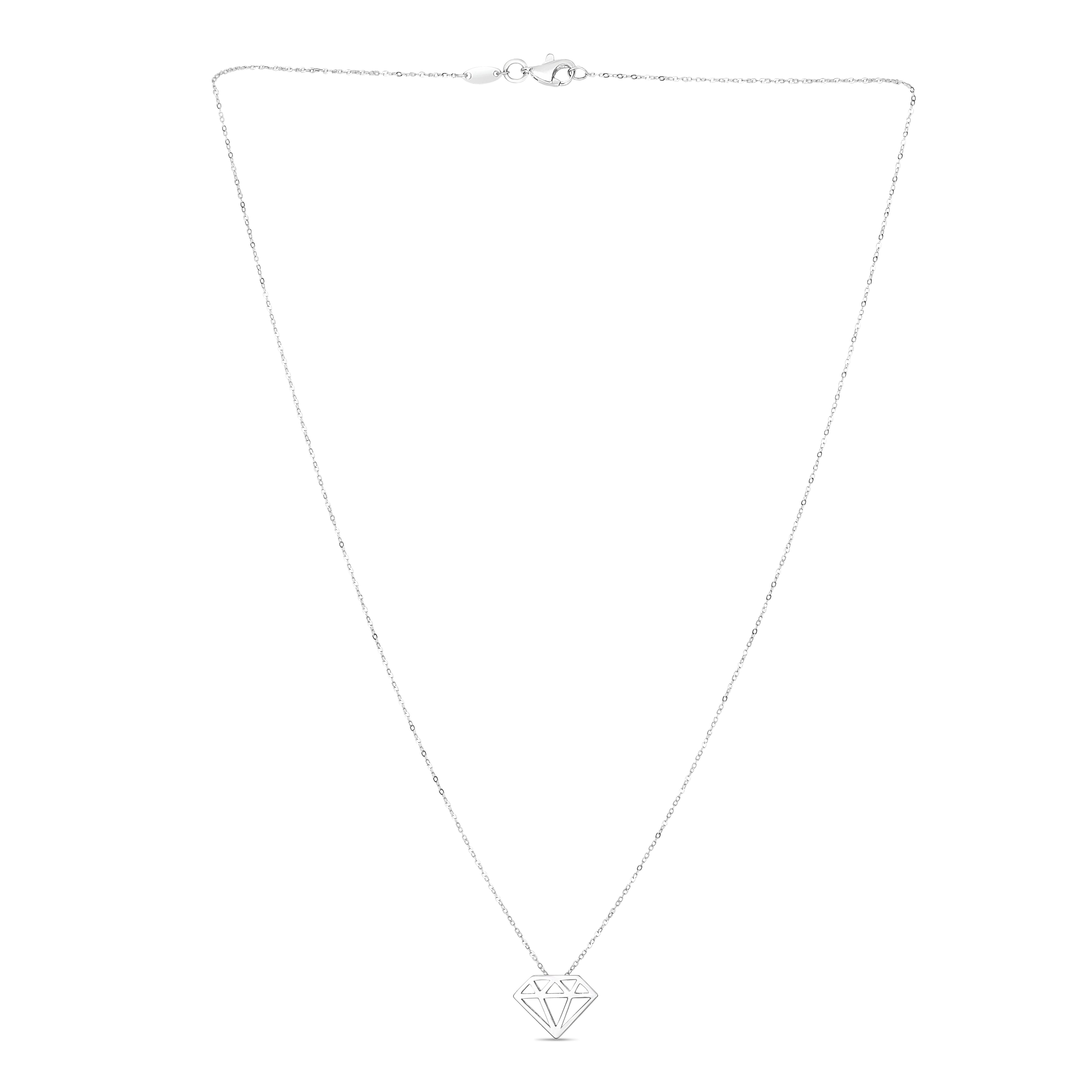 14K White Gold 17" Diamond Outline Necklace