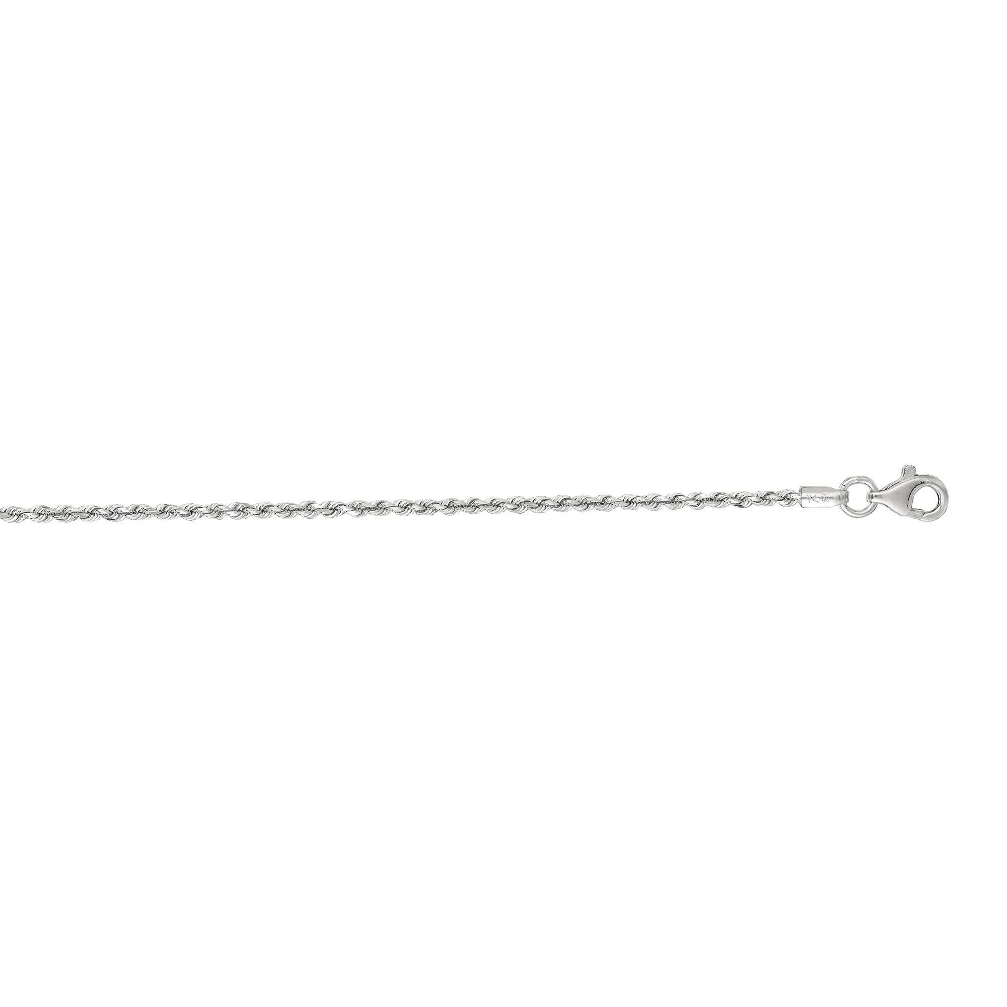 14K White Gold 1.6mm Diamond Cut Royal Rope 30" Chain with Lobster Lock