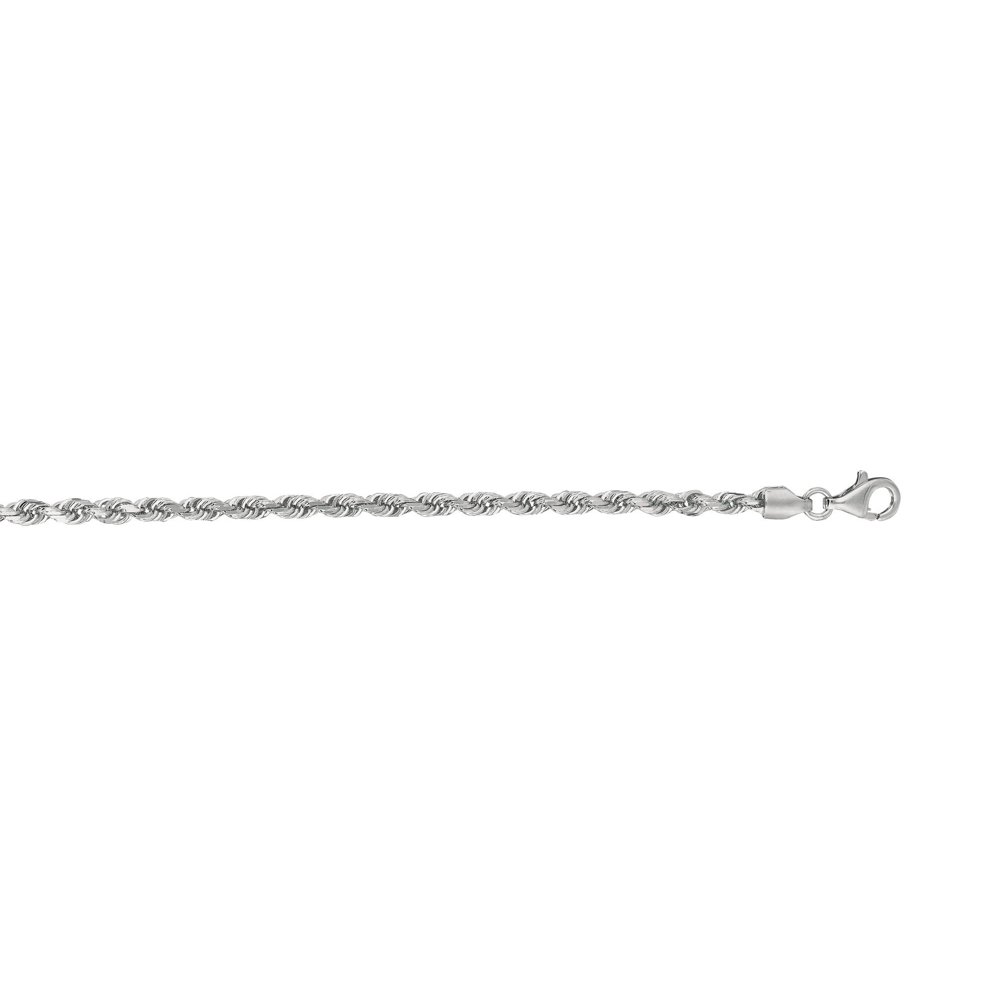 14K White Gold 3mm Diamond Cut Royal Rope 30" Chain with Lobster Lock