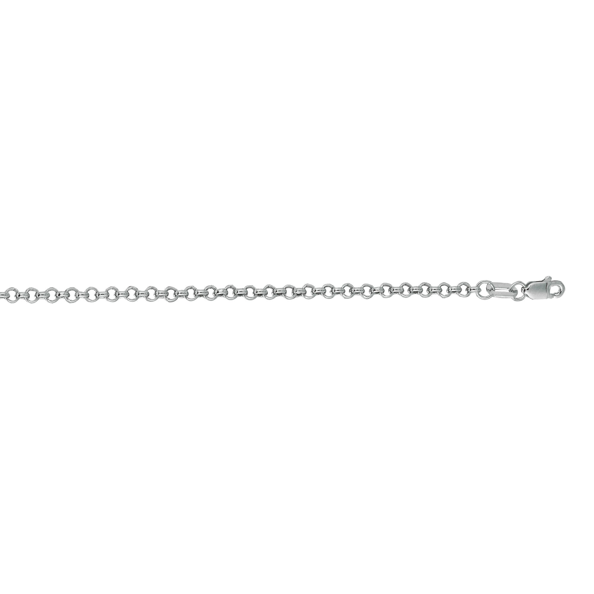 14K White Gold 2.5mm Lite Rolo 30" Chain with Lobster Lock