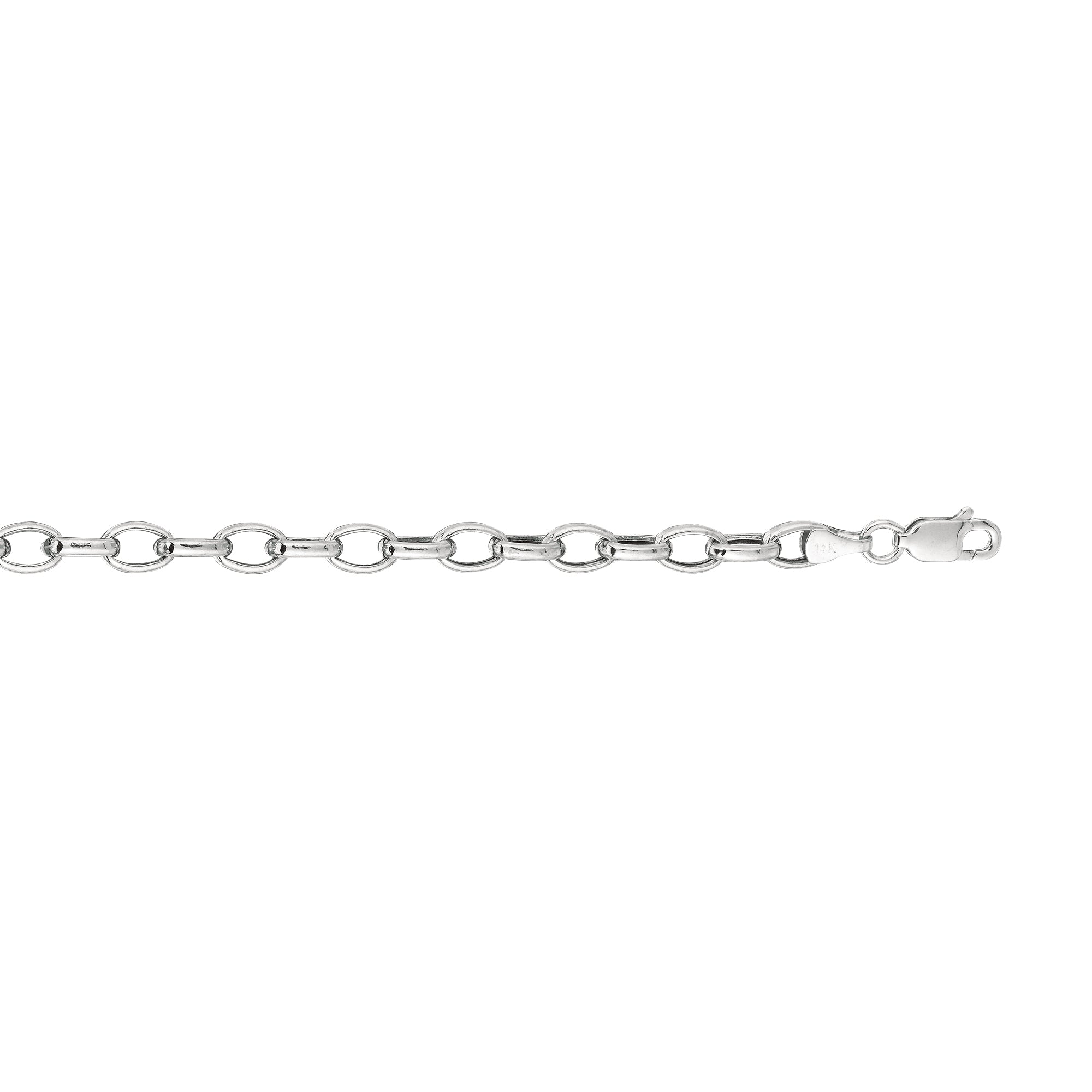 14K White Gold 4.6mm Lite Oval Rolo 18" Chain with Lobster Lock