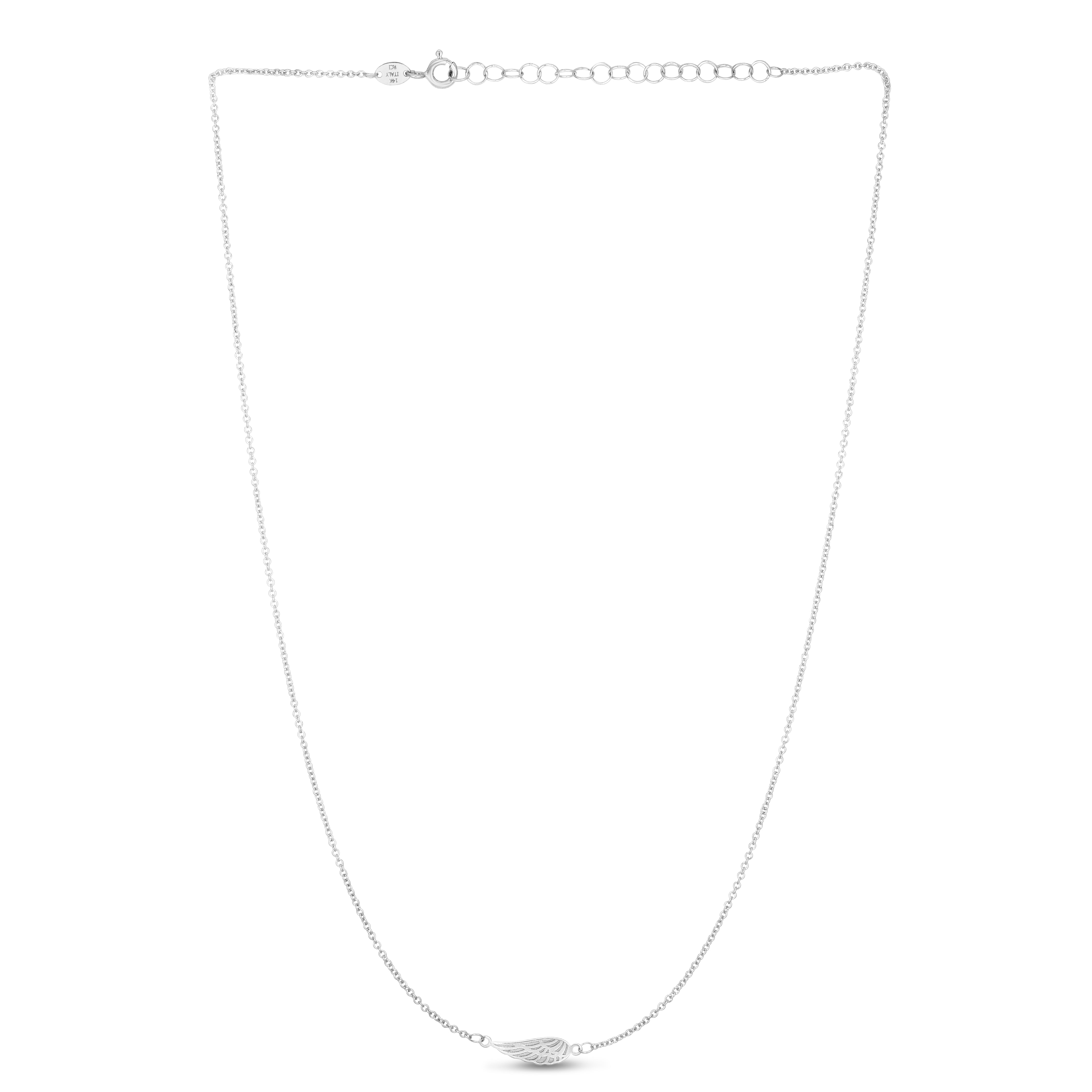 14K White Gold 18" Angel Wing Necklace