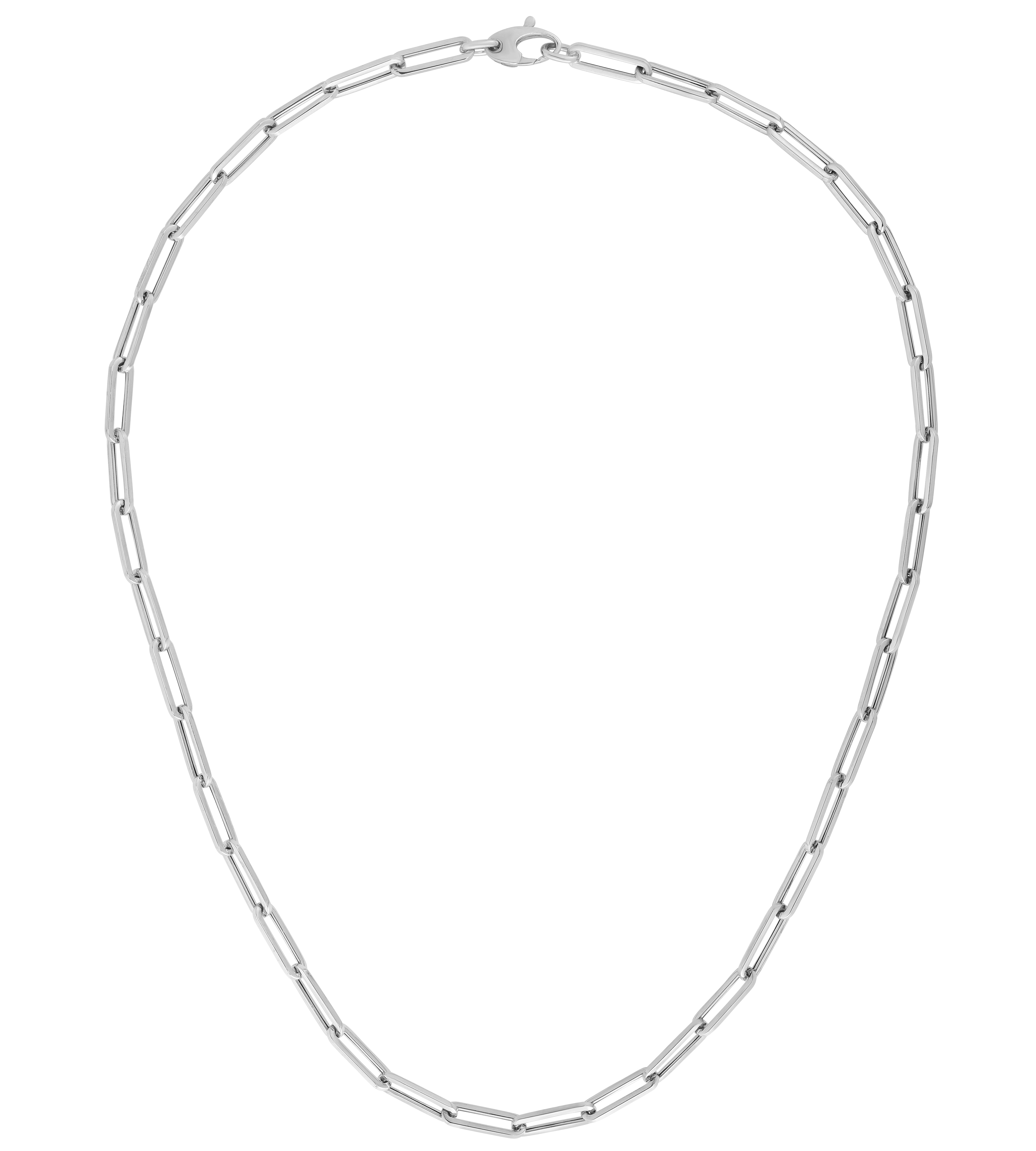 14K White Gold 4.2mm Paperclip 18" Necklace Chain with Lobster Lock