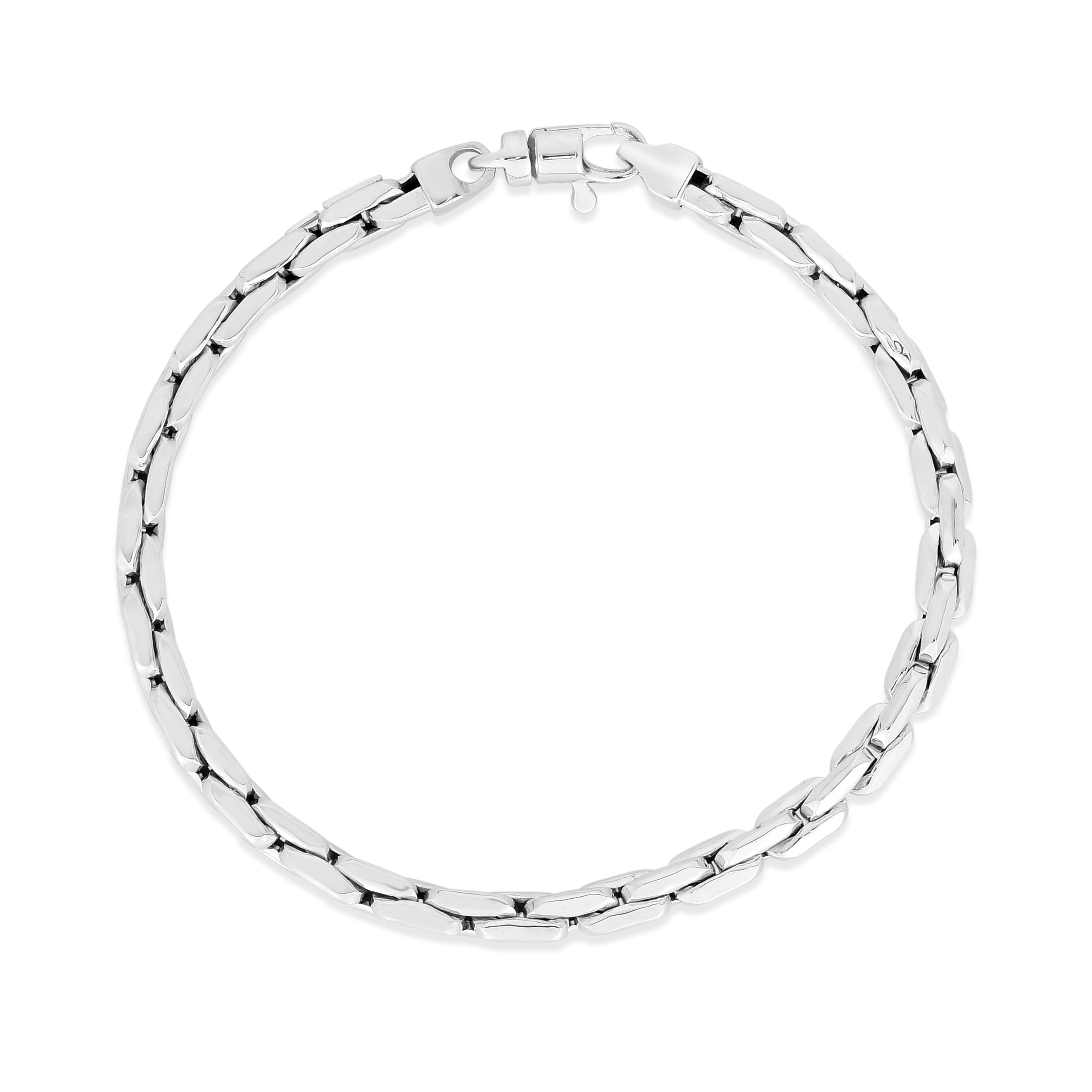 14K White Gold 7.5" Polished Compressed Cable Link Bracelet with Lobster Clasp