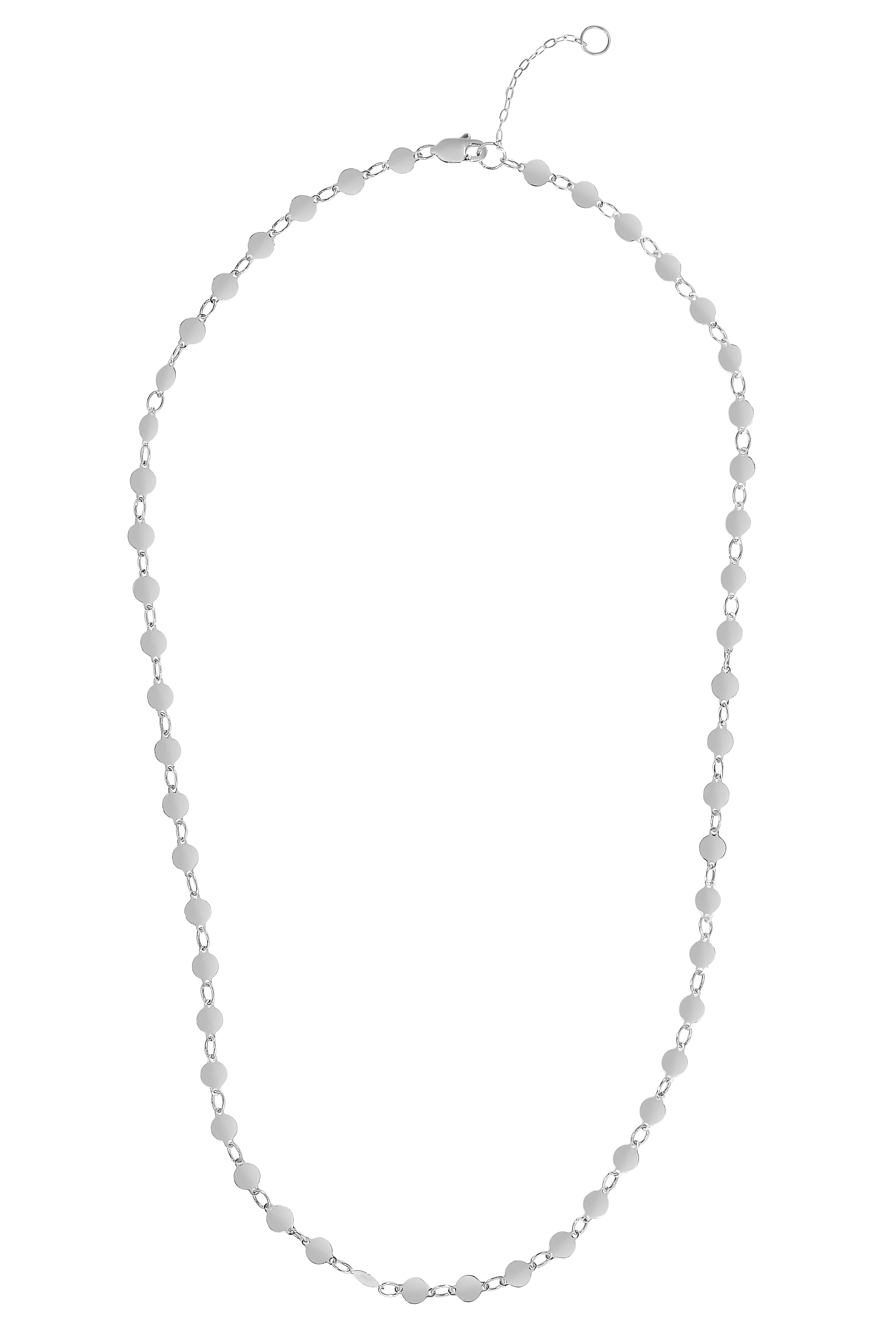 14K White Gold 16.25" Polished Round Mirror Choker, with Jump Ring at 15.25"