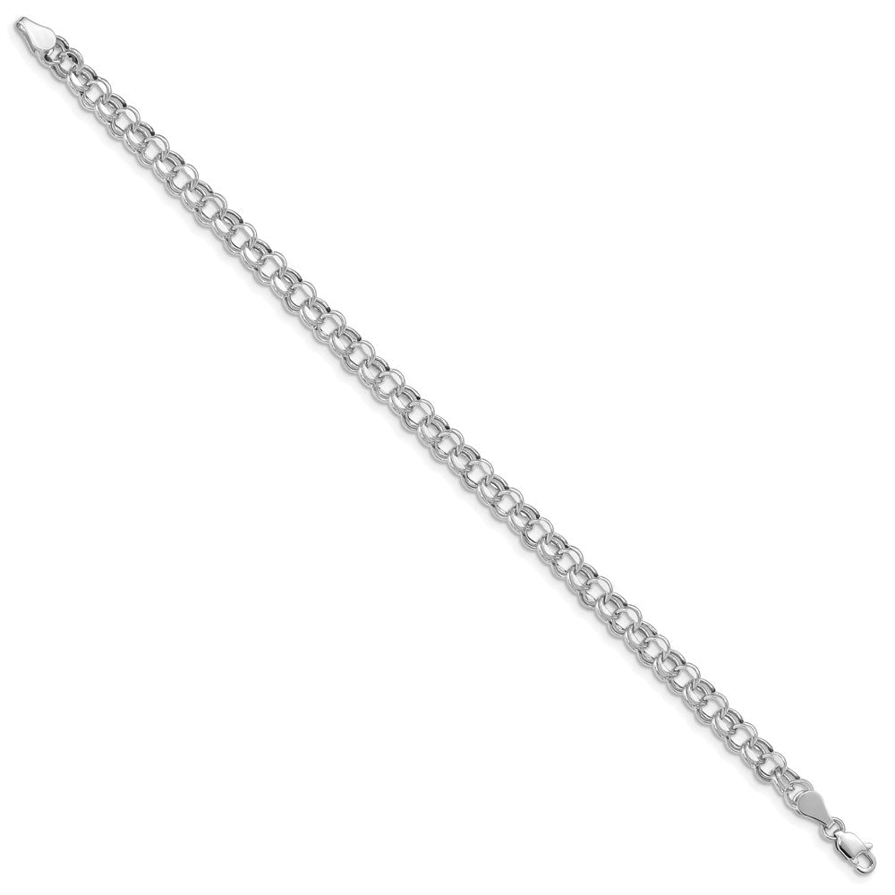 14k White Gold Lite 5mm Double Link Charm Bracelet