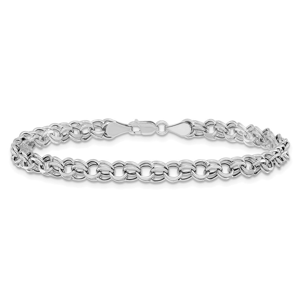 14k White Gold Lite 5mm Double Link Charm Bracelet