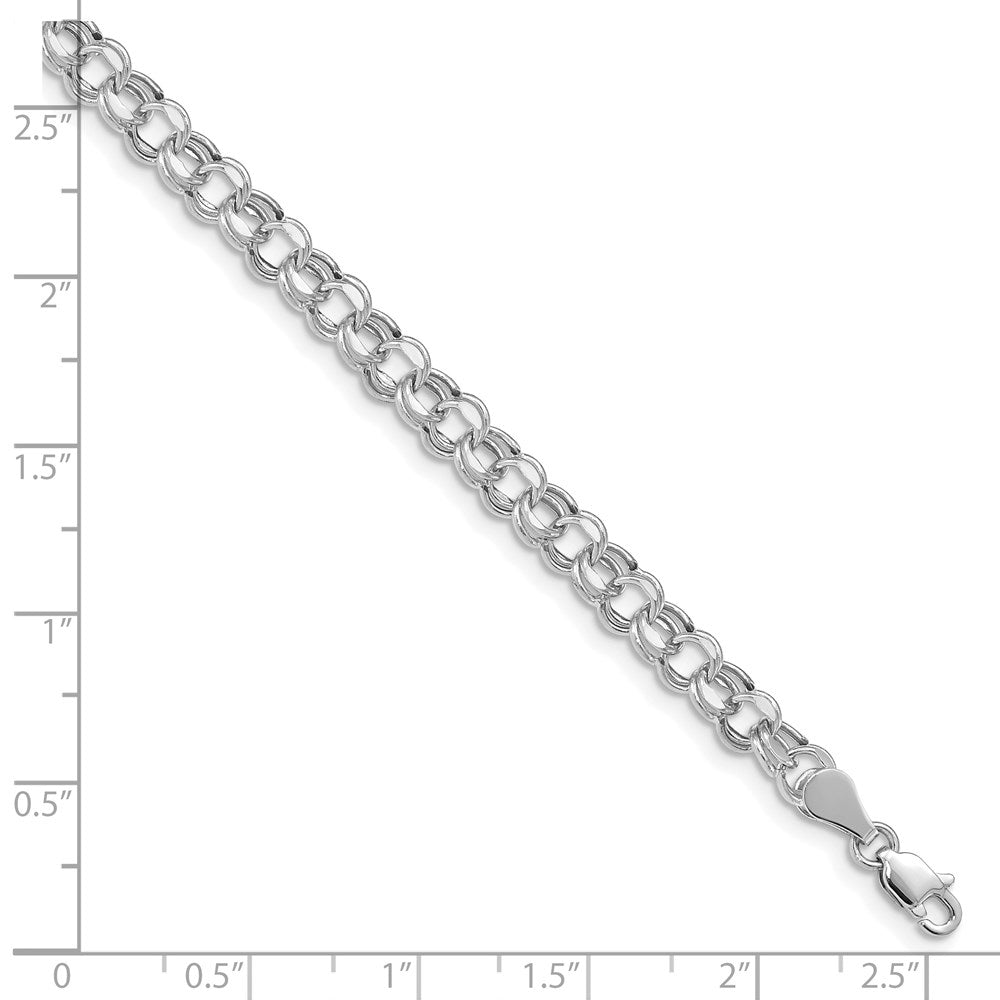 14k White Gold Lite 5mm Double Link Charm Bracelet