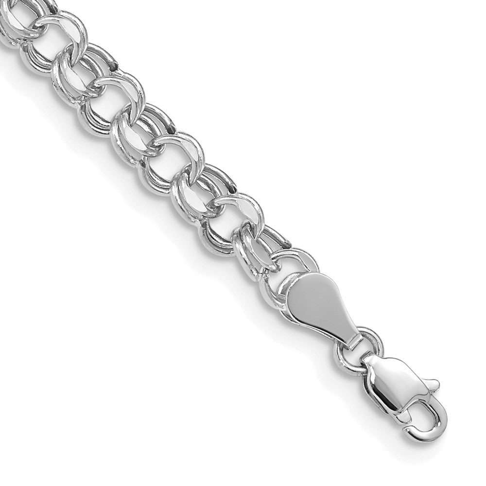 14k White Gold Lite 5mm Double Link Charm Bracelet