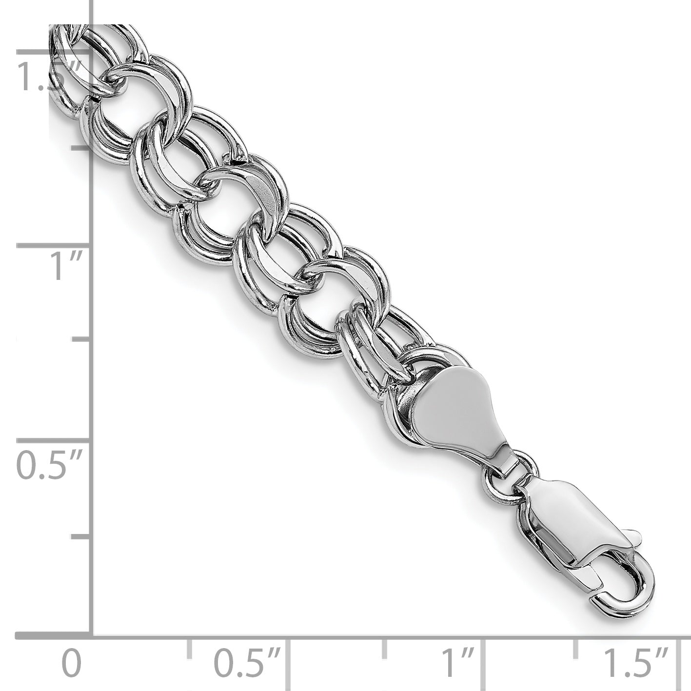 14k White Gold Lite 7.5mm Double Link Charm Bracelet