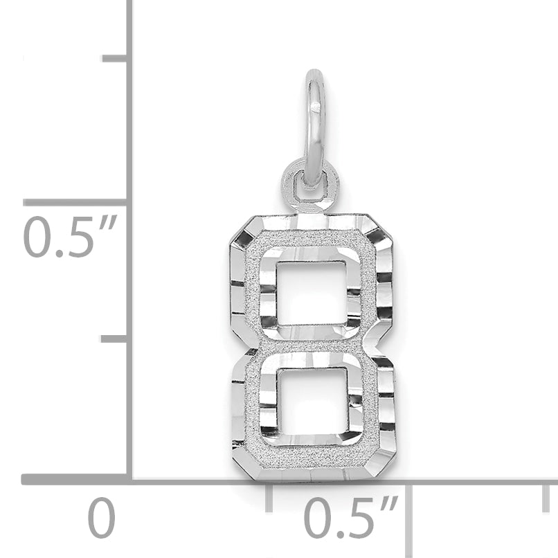 14kw Casted Small Diamond Cut Number 8 Charm WSN08