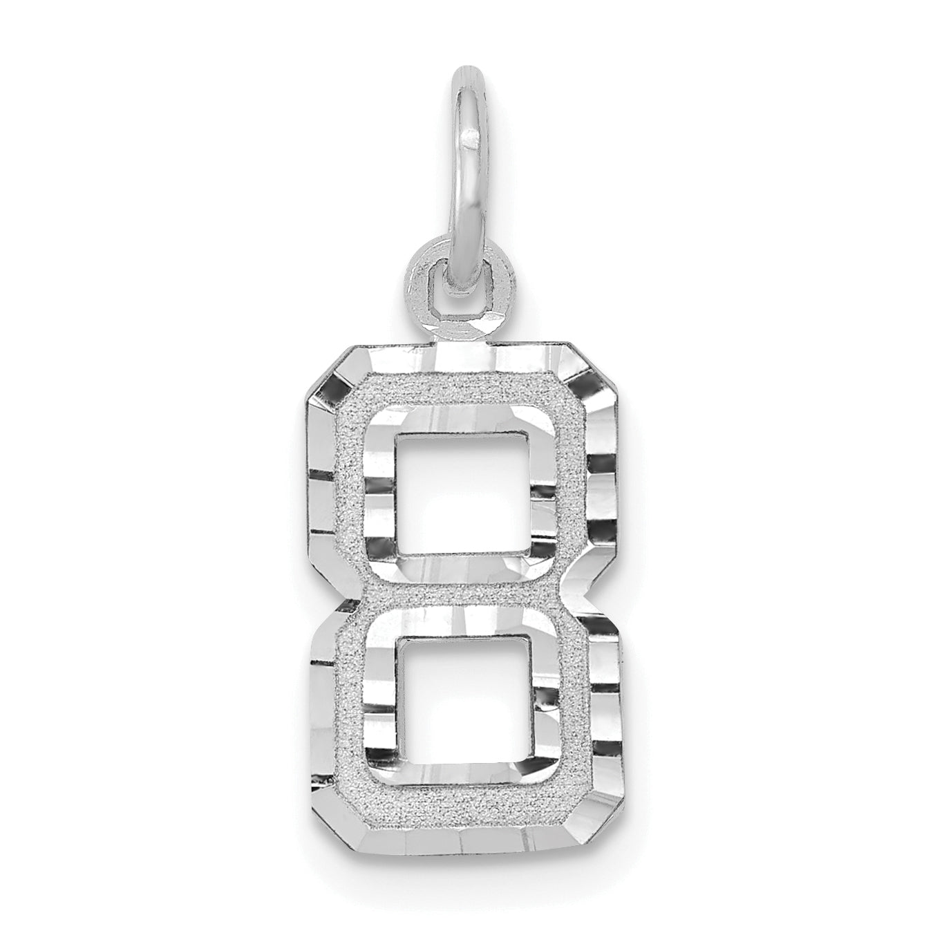 14kw Casted Small Diamond Cut Number 8 Charm WSN08