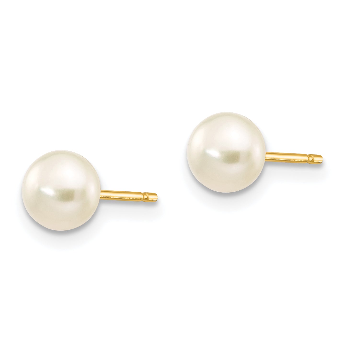 14k 5-6mm White Button FW Cultured Pearl Stud Earrings X50BW