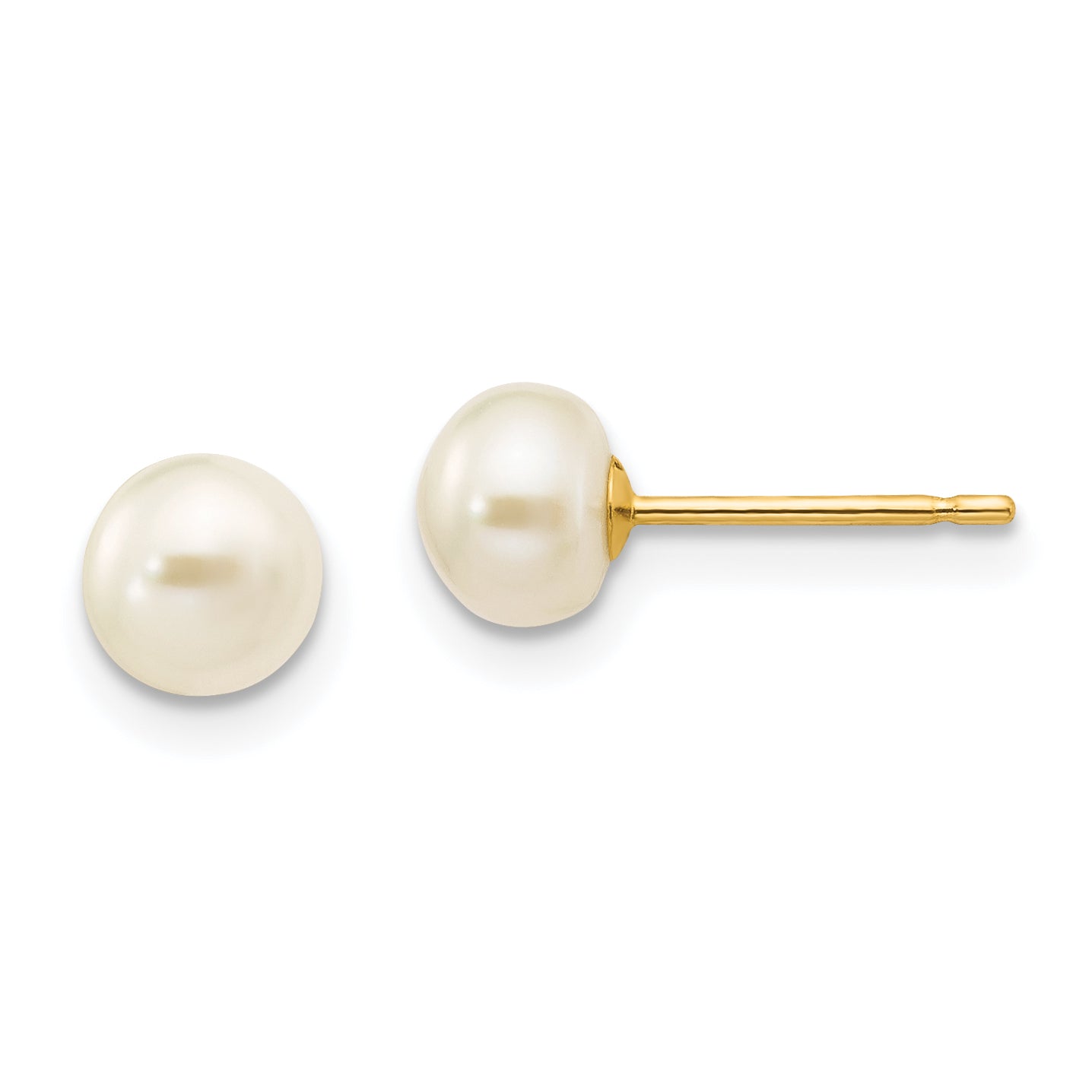 14k 5-6mm White Button FW Cultured Pearl Stud Earrings X50BW