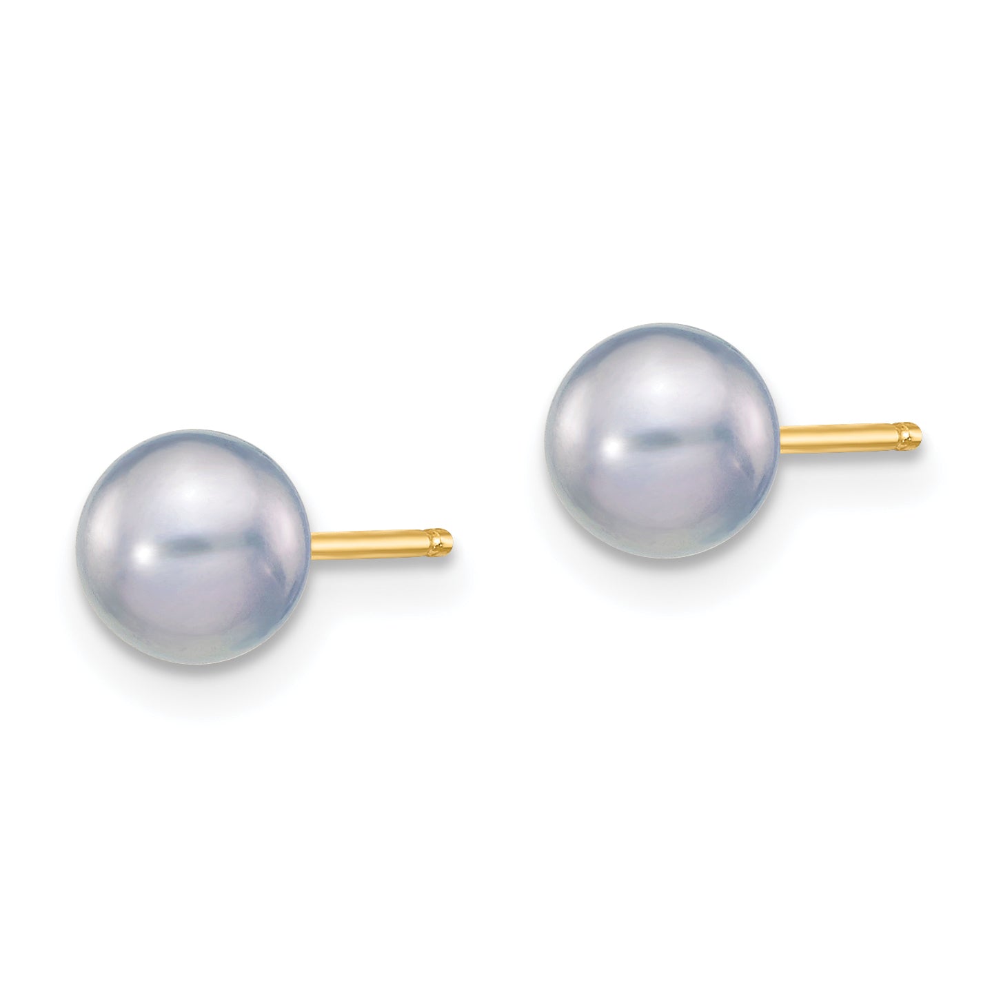 14k 5-6mm Grey Round FW Cultured Pearl Stud Earrings X50PG