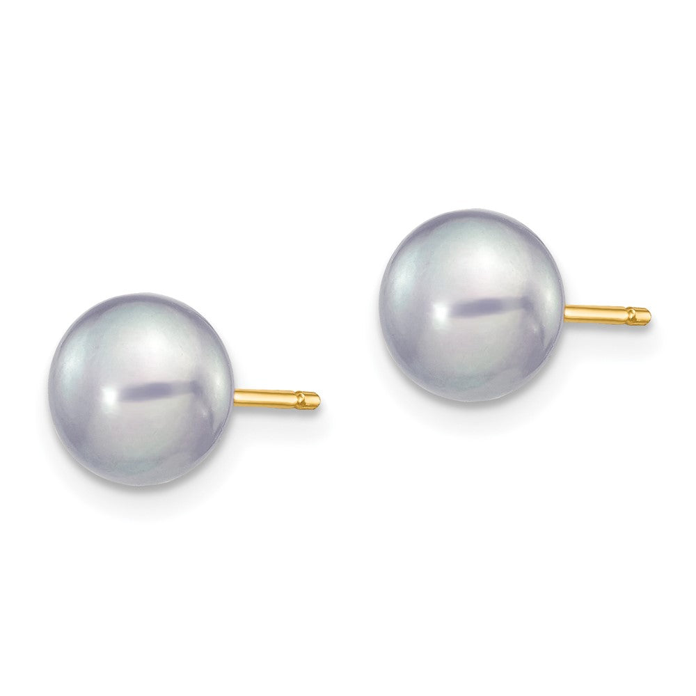 14k 6-7mm Grey Button FW Cultured Pearl Stud Post Earrings