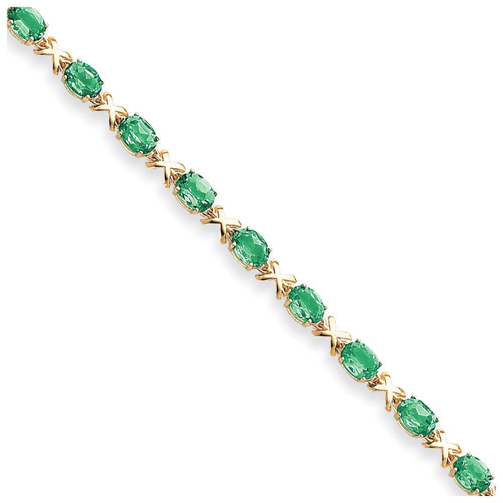 14k 7x5mm Oval Emerald bracelet