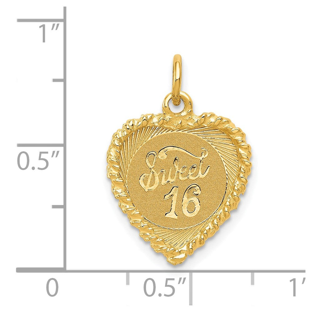 14K SWEET Sixteen Heart Charm