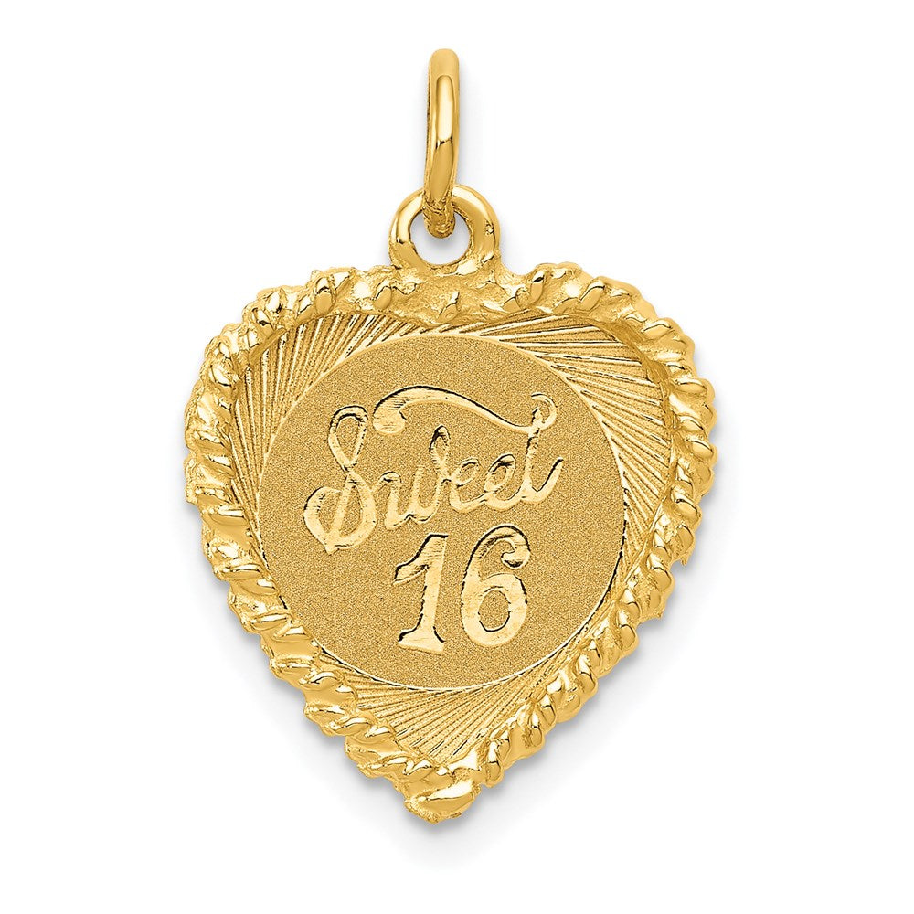 14K SWEET Sixteen Heart Charm