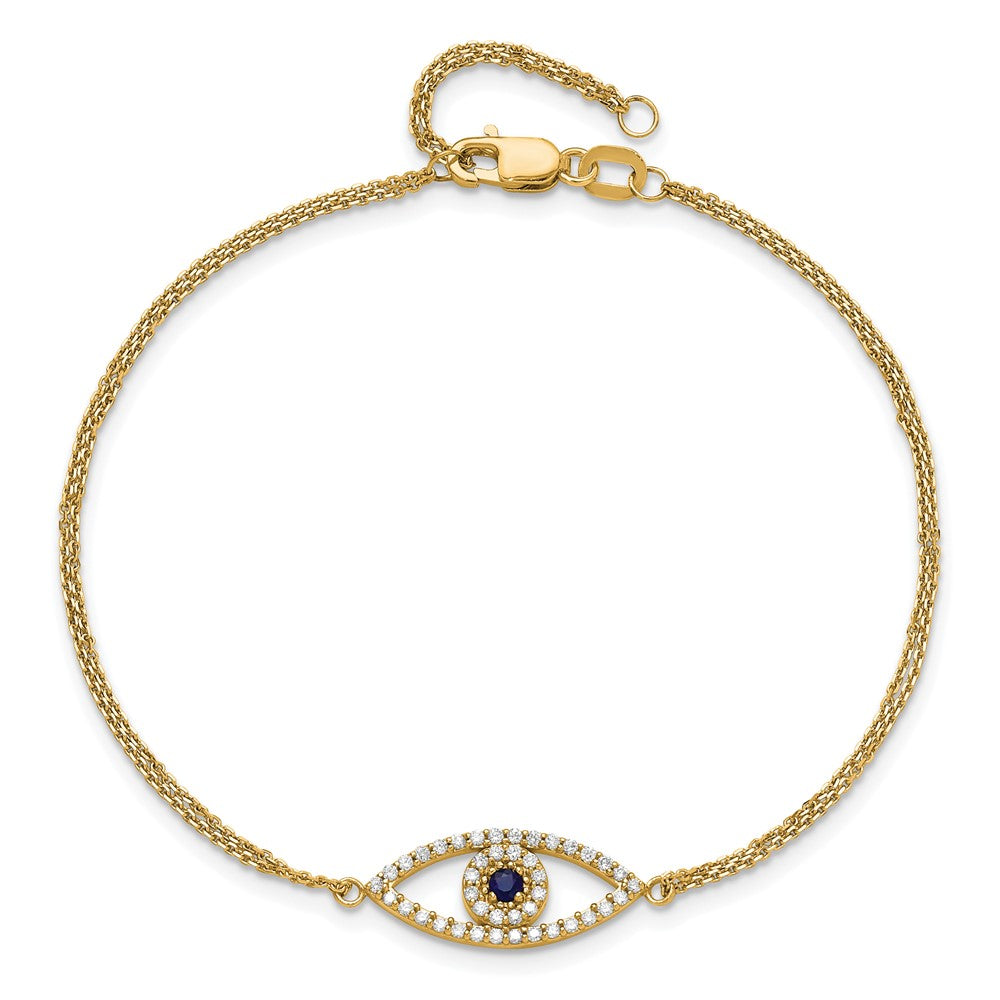 14k  A Diamond/Sapphire Evil Eye w/ 1in Ext.Bracelet