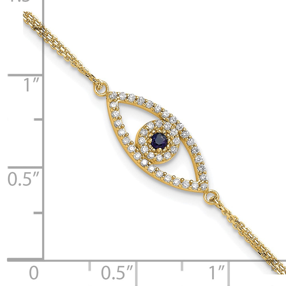 14k  A Diamond/Sapphire Evil Eye w/ 1in Ext.Bracelet