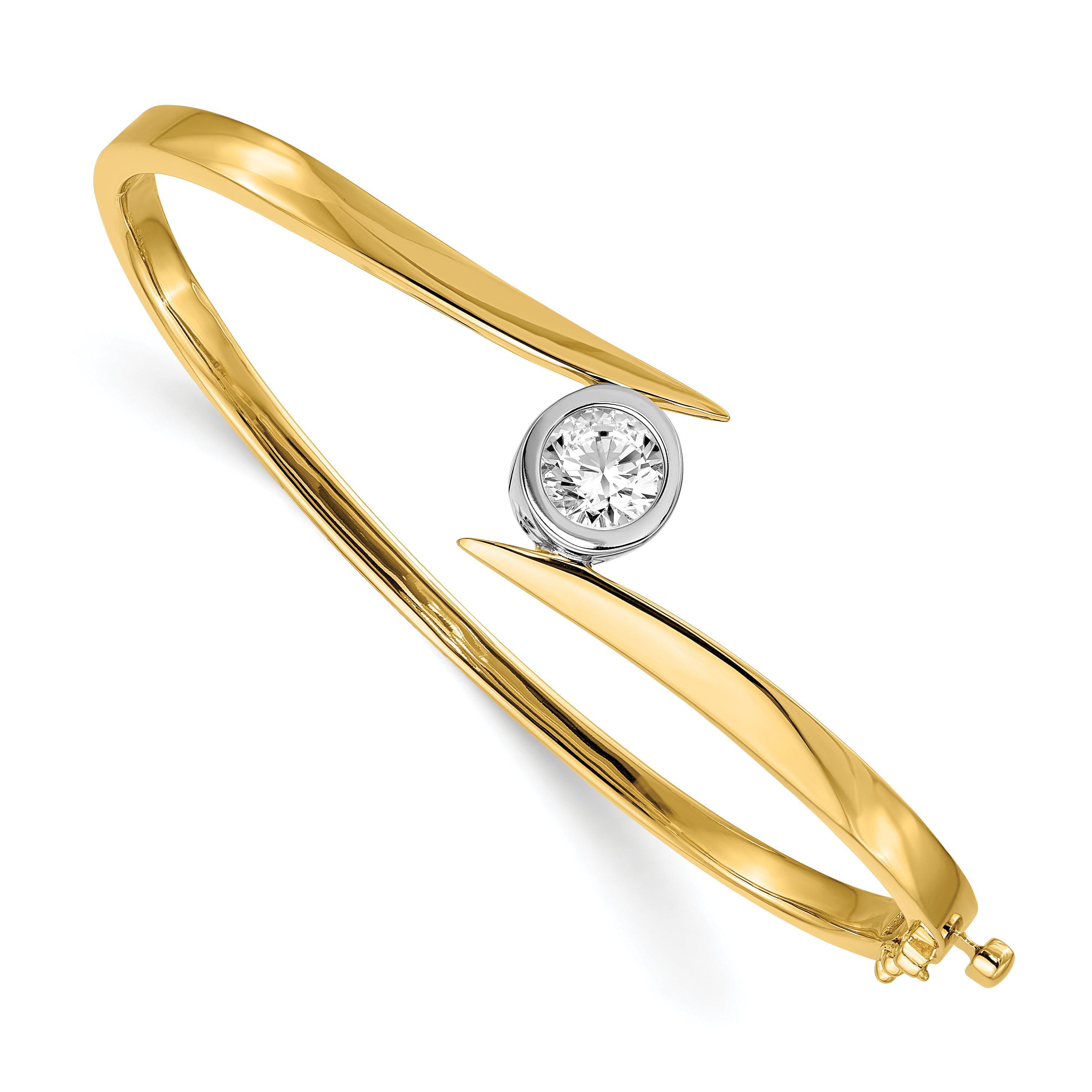 14K Two-Tone Lab Grown Diamond VS/SI FGH Bezel Bangle