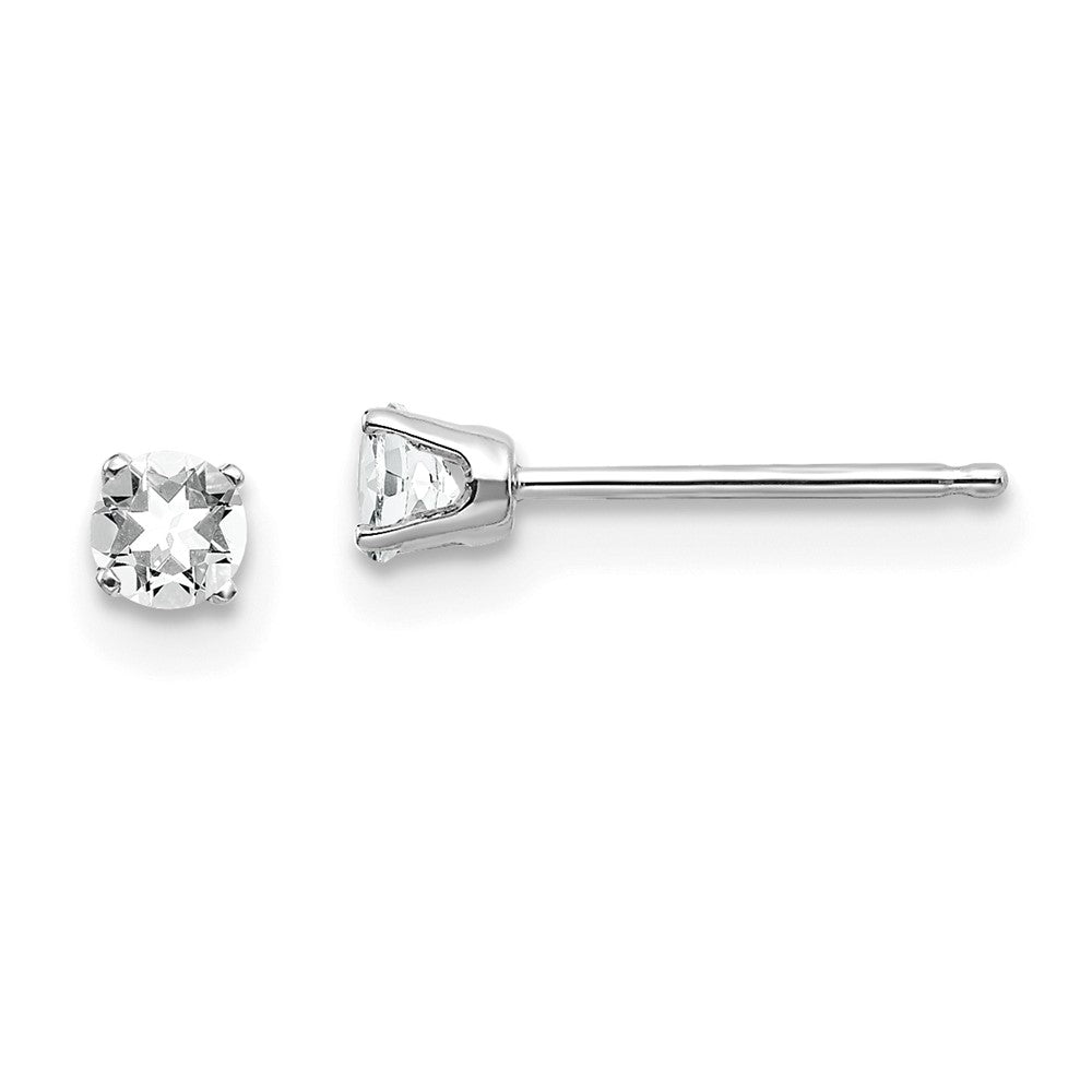 14k White Gold 3mm White Topaz Stud Earrings