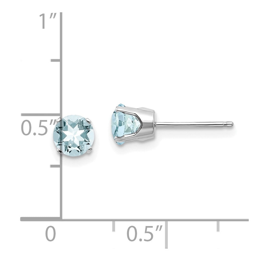 14k White Gold 5mm Aquamarine Stud Earrings