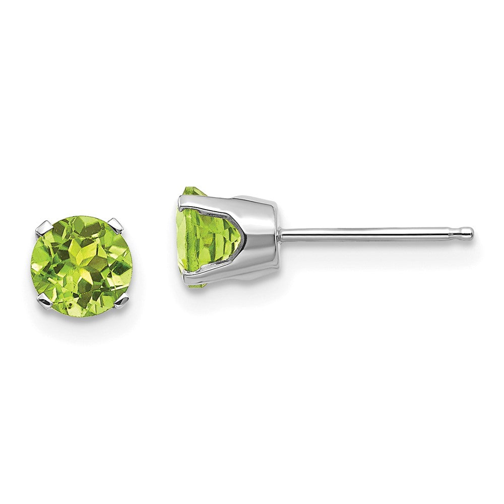 14k White Gold 5mm Peridot Stud Earrings